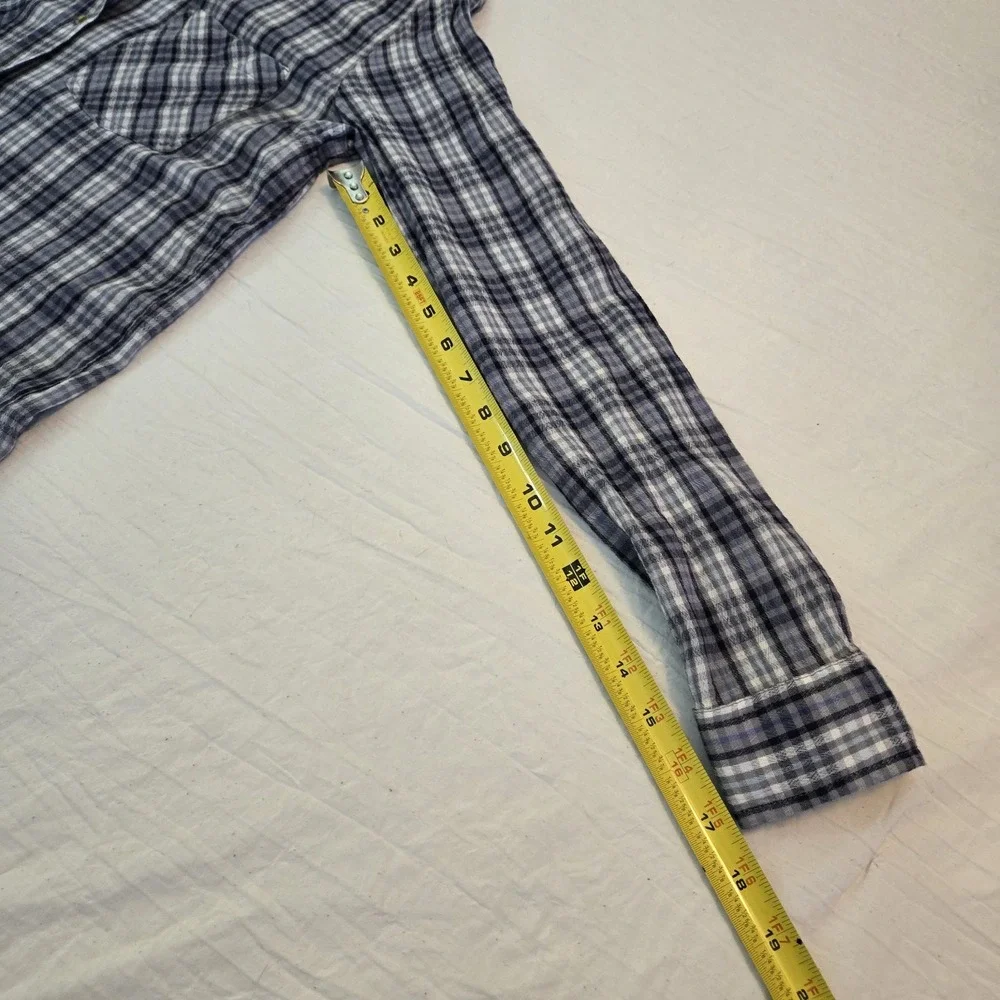 Lucky Brand Womens Small Tiny Plaid Blue Button Up Long Sleeve Pockets‎ Cowgirl - Picture 9 of 13
